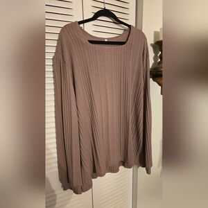 Women's Ribbed Knit Top - Taupe